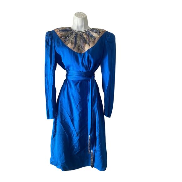 Francesca Of Damon For Starington Silk‎ Beaded Dress - Picture 1 of 6